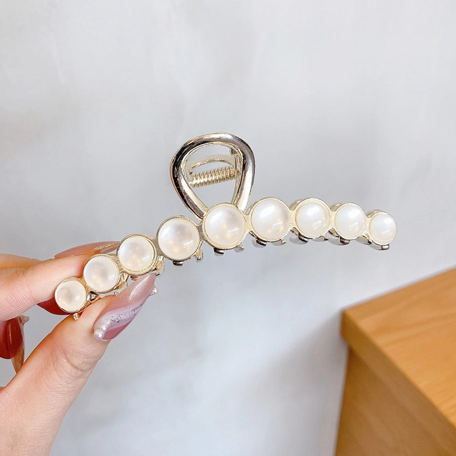 simple style solid color alloy resin hollow out hair claws