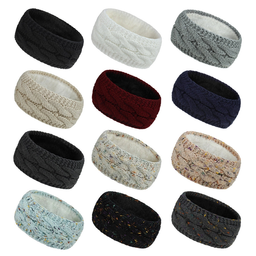 plus velvet knitted hair band wool color dot yarn headband variegated warm hair accessories autumn and winter twist ear protection headband