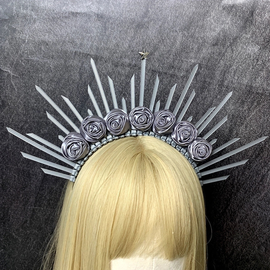 retro star crown flower plastic resin hair band