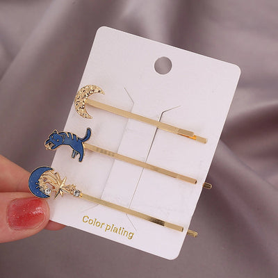 sweet geometric alloy plating rhinestones hair clip 1 set