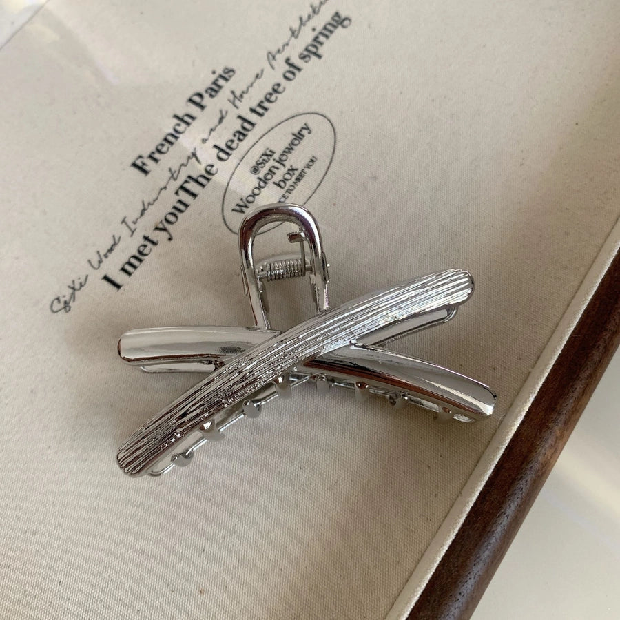 Women's Casual Simple Style Solid Color Alloy Criss Cross Hair Claws