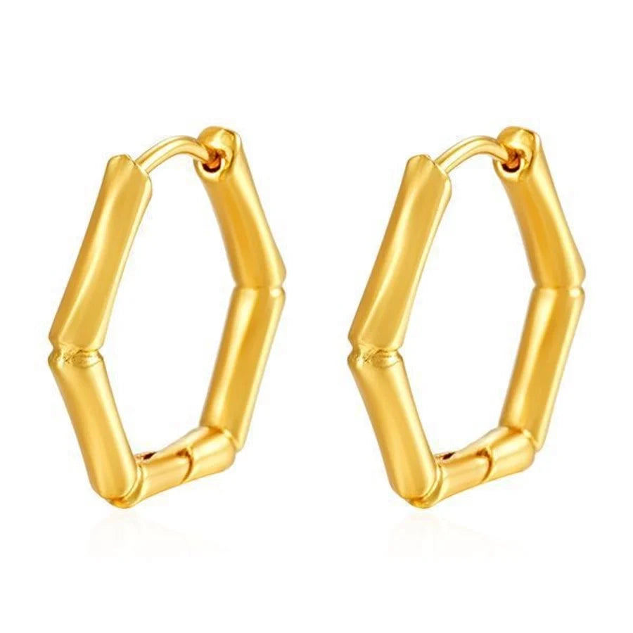 1 Pair Simple Style Geometric Solid Color Plating 304 Stainless Steel 18K Gold Plated Earrings