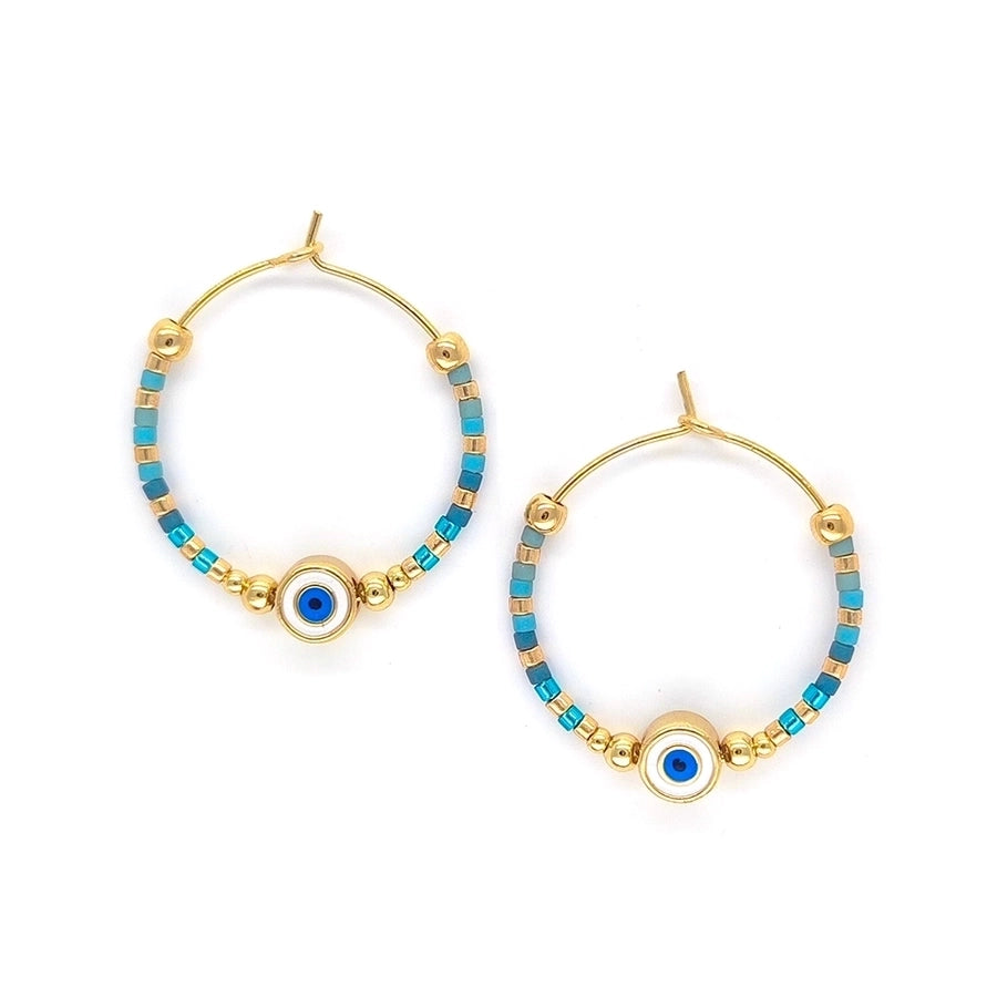 1 Pair IG Style Devil's Eye Beaded Copper Earrings