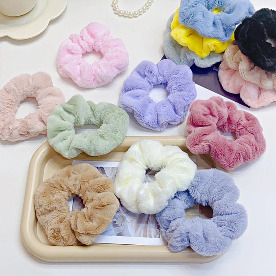 Women's Pastoral Solid Color Commute Solid Color Flannel Hair Tie