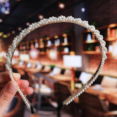 women's fashion waves alloy inlay artificial pearls headwear