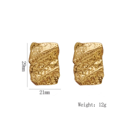 1 Pair Elegant Geometric Pleated 304 Stainless Steel Ear Studs