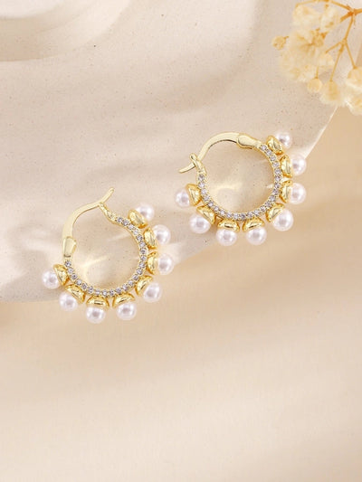 1 Pair Elegant Classical Romantic Solid Color Copper Ear Studs