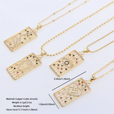 Hip-Hop Palm Heart Shape Snake Copper Inlay Zircon 18K Gold Plated Unisex Pendant Necklace