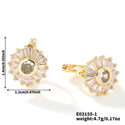1 Pair Elegant Basic Geometric Inlay Copper Zircon K Gold Plated Rhodium Plated Ear clip