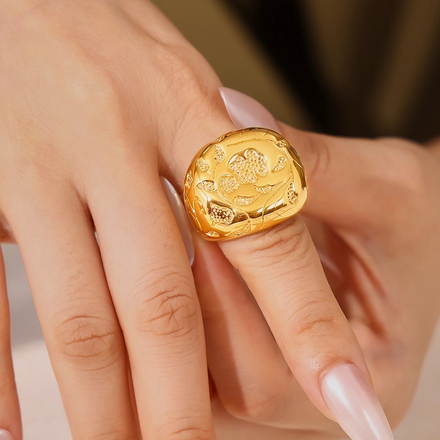 Jewelry Casual Elegant Modern Style Solid Color 304 Stainless Steel 18K Gold Plated Plating Rings