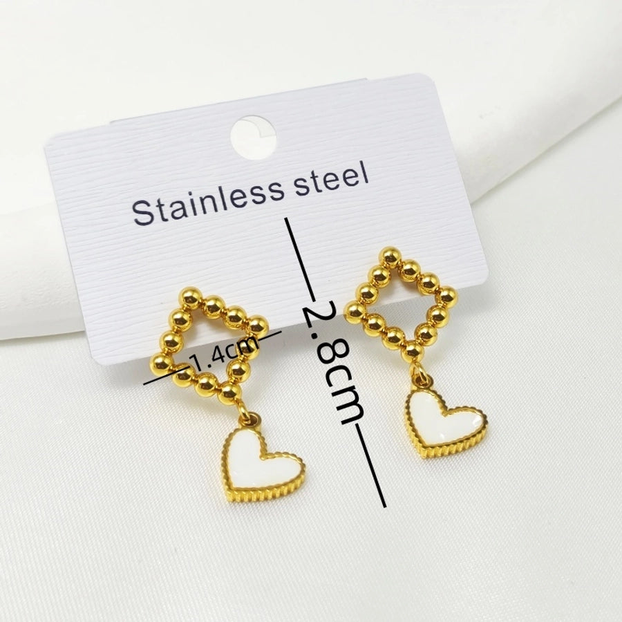 1 Pair Elegant Retro Commute Heart Shape 304 Stainless Steel 18K Gold Plated Drop Earrings