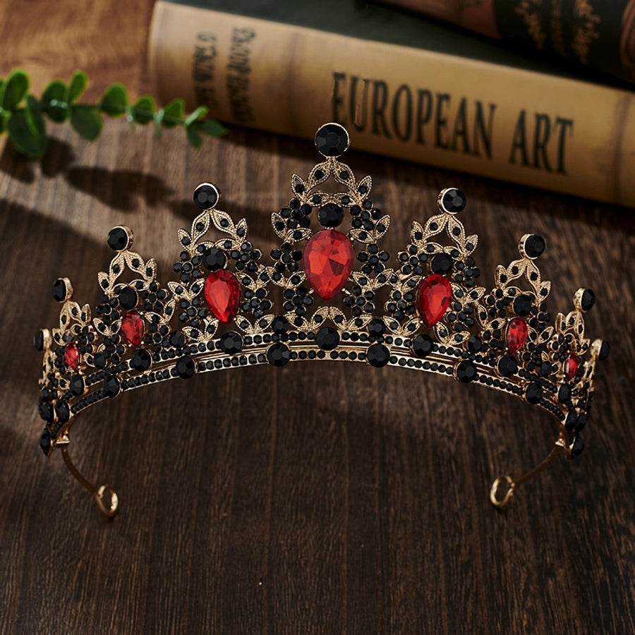 glam luxurious lady crown alloy plating inlay zircon crown