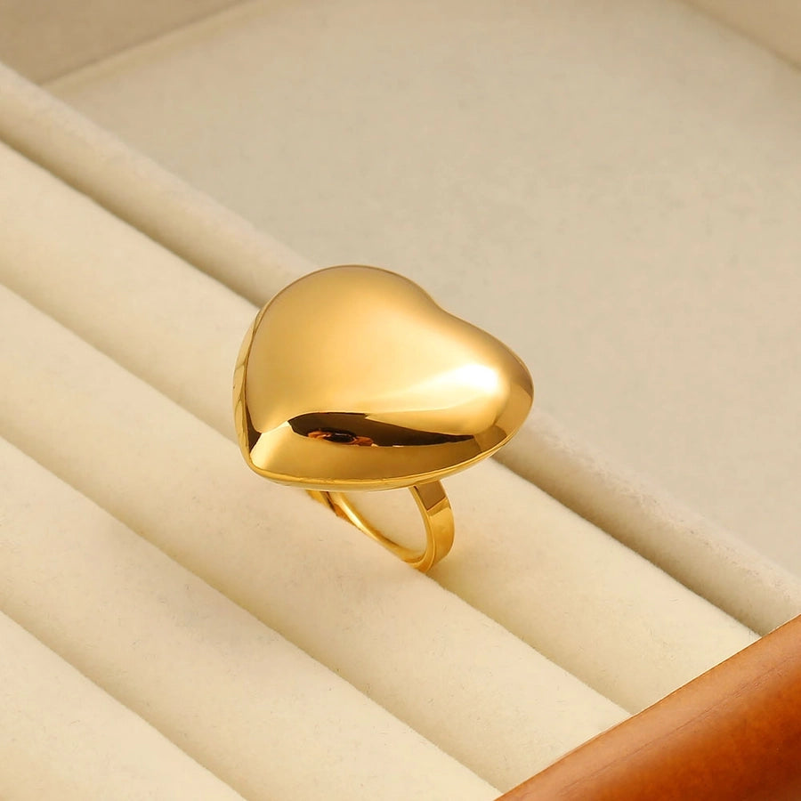 Jewelry Elegant Cute Heart Shape 304 Stainless Steel 18K Gold Plated Rings