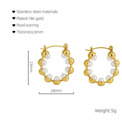 1 Pair Simple Style Geometric Solid Color 304 Stainless Steel Hoop Earrings