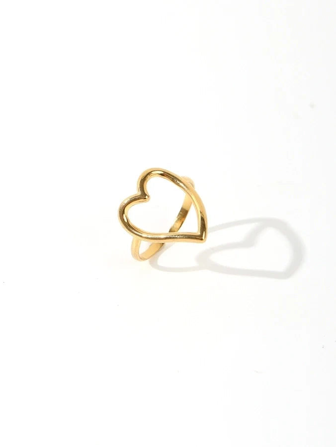 Jewelry Retro Heart Shape Solid Color 304 Stainless Steel Open Rings
