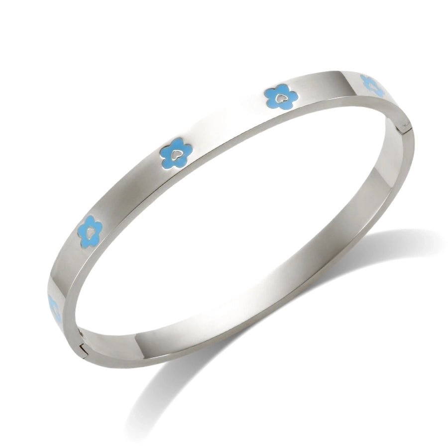 Elegant Heart Shape Flower Titanium Steel Bangle In Bulk