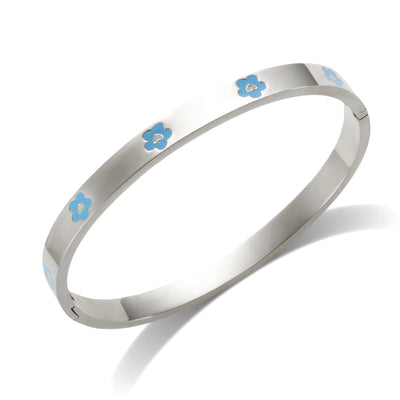 Elegant Heart Shape Flower Titanium Steel Bangle In Bulk