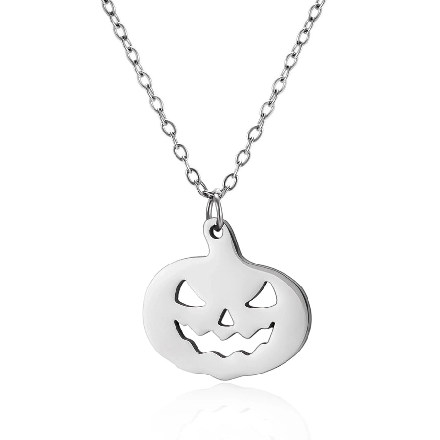 Jewelry Funny Pumpkin ghost Spider 201 Stainless Steel Asymmetrical Hollow Out Pendant Necklace