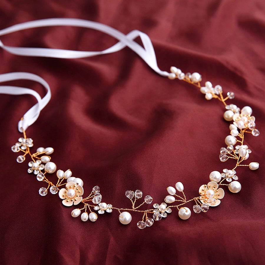 Women's Simple Style Flower Plastic Rhinestone Hair Band