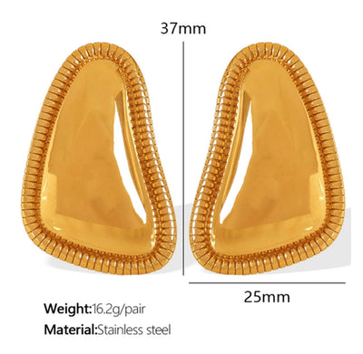 1 Pair IG Style Retro French Style Geometric Polishing Plating 304 Stainless Steel 18K Gold Plated Ear Studs