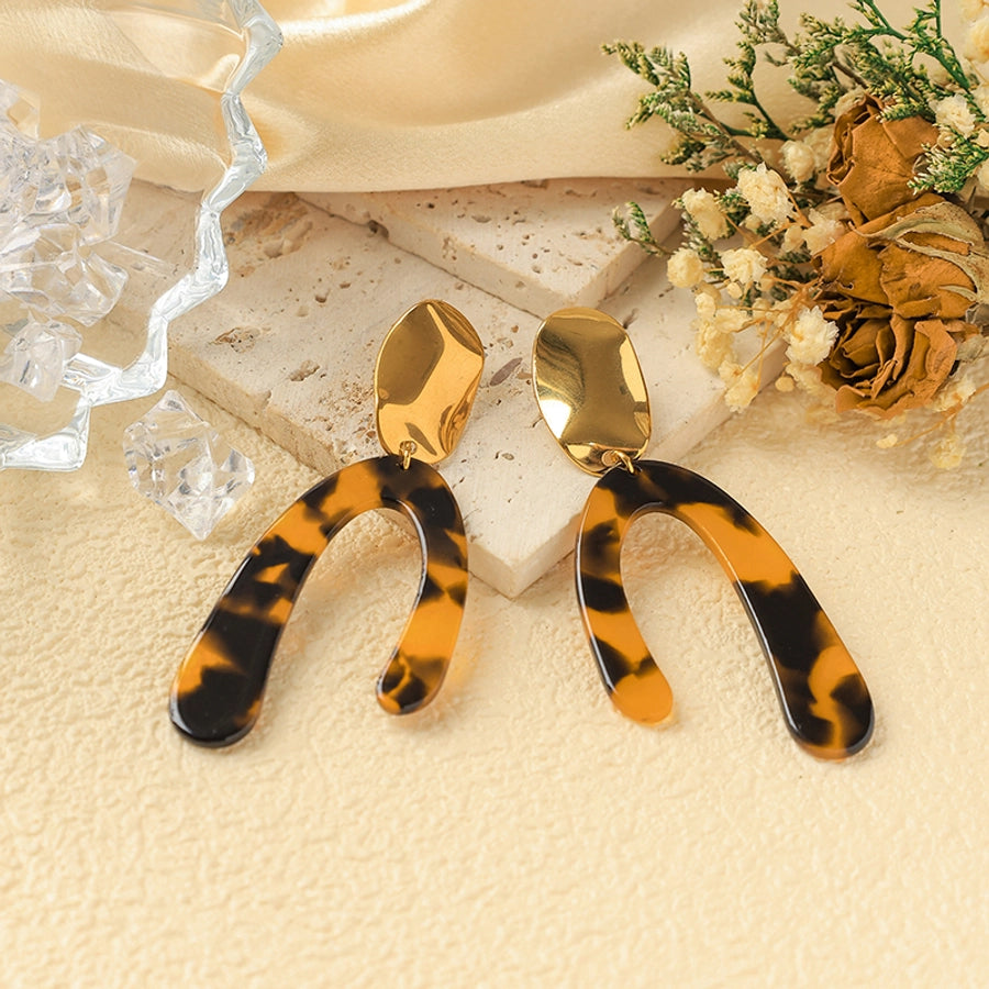 1 Pair Preppy Style Vacation Streetwear Geometric Plating Hollow Out 304 Stainless Steel Arylic 14K Gold Plated Drop Earrings