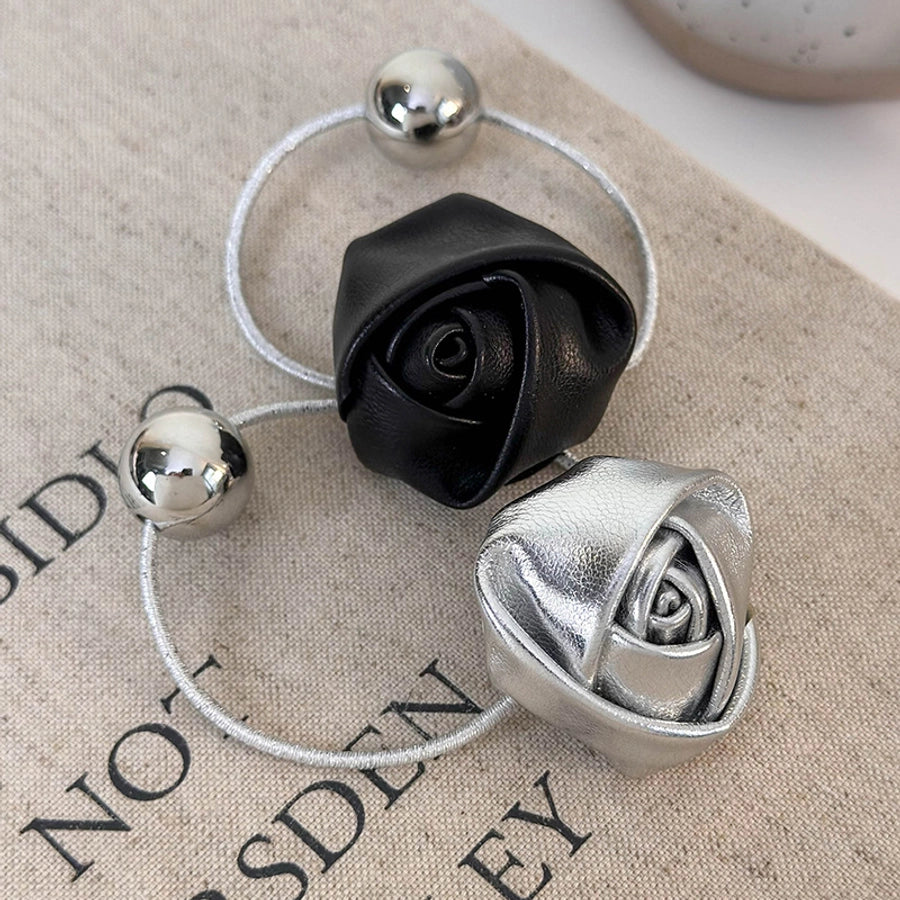 Women's Elegant Classic Style Artistic Flower Leather Hair Tie