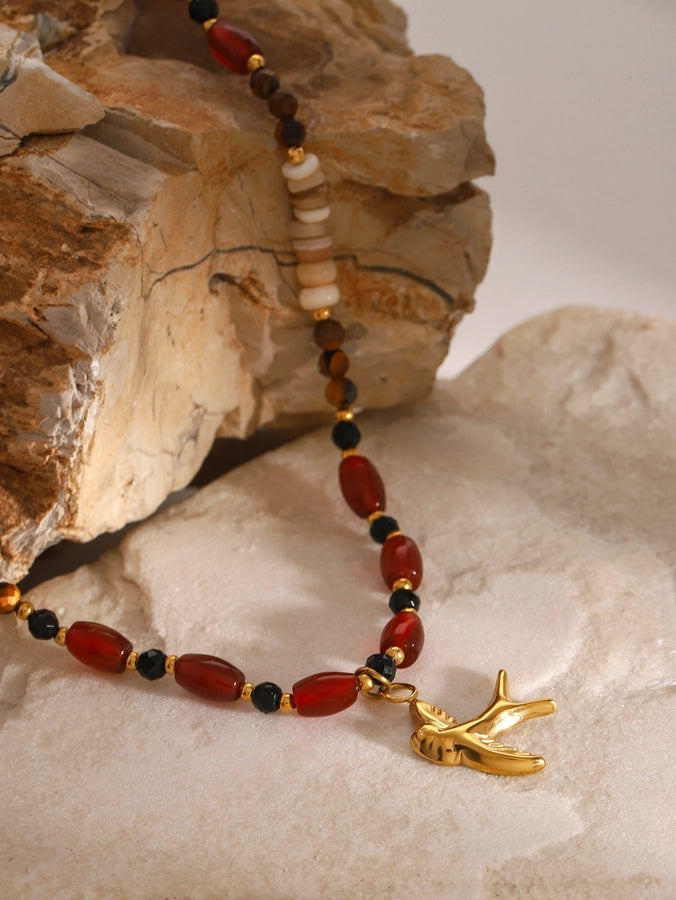 Simple Style Classic Style Swallow 304 Stainless Steel Pendant Necklace In Bulk