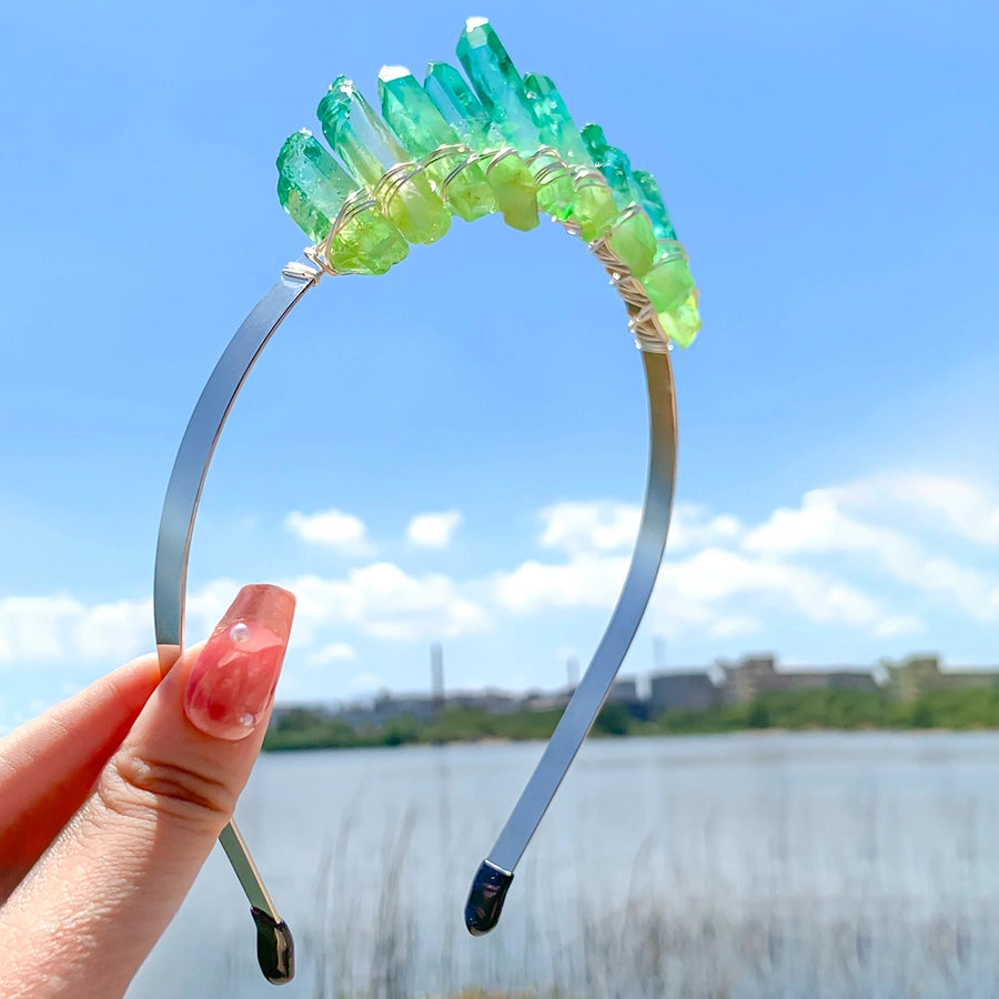 Women's Luxurious Wedding Bridal Irregular Alloy Knitting Natural Stone Hair Band