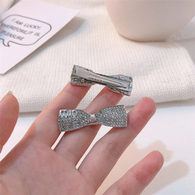 simple style bow knot alloy inlay zircon hair clip