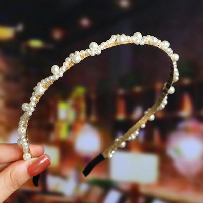 women's fashion waves alloy inlay artificial pearls headwear