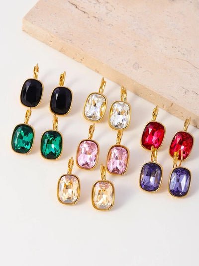 1 Pair IG Style Geometric 304 Stainless Steel Zircon 18K Gold Plated Earrings