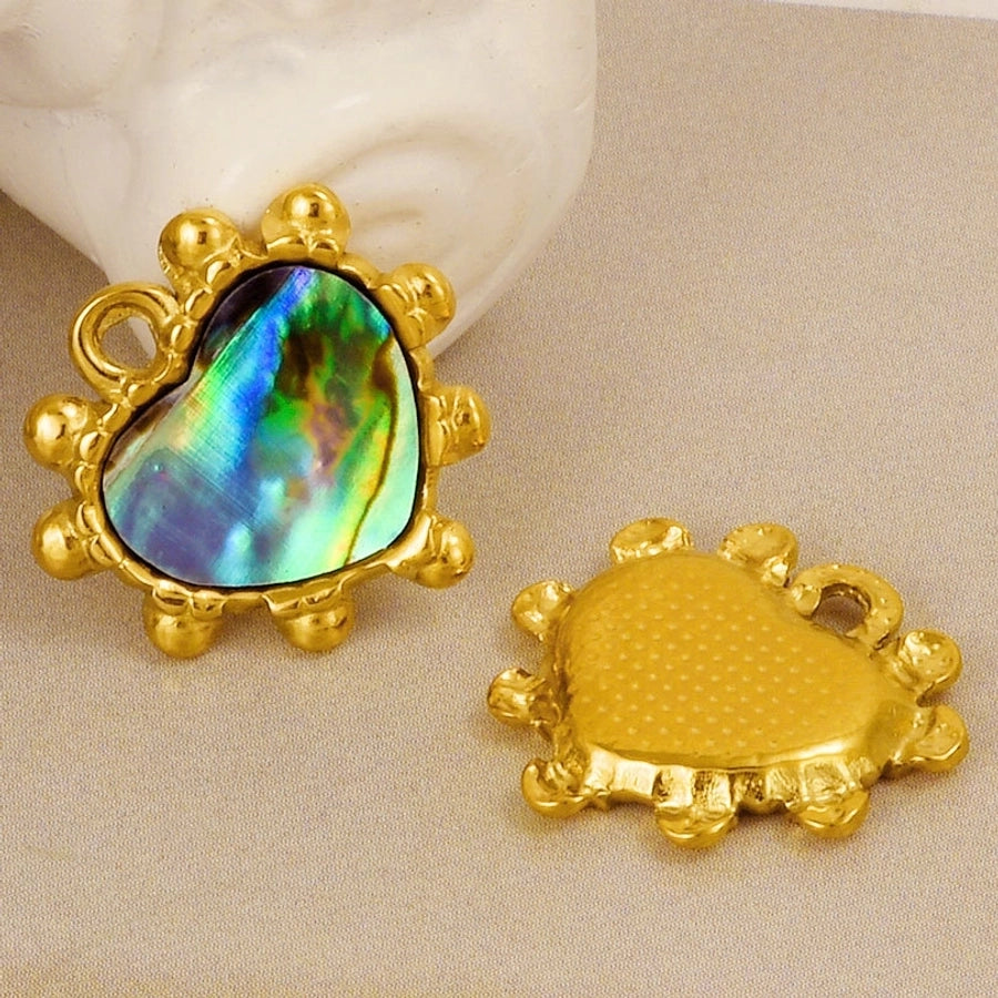 Jewelry Vintage Style Classic Style Heart Shape 304 Stainless Steel Shell Abalone Shell 18K Gold Plated Pendant Necklace