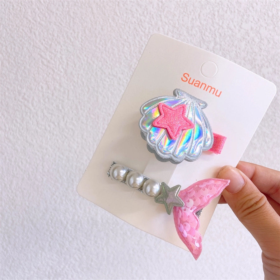 Girl'S Simple Style Classic Style Mermaid Cloth Contrast Collar Hair Clip