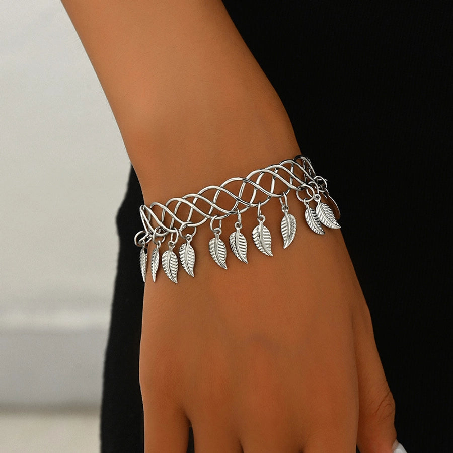 IG Style Exaggerated Leaves 18K Gold Plated Iron  Bangle