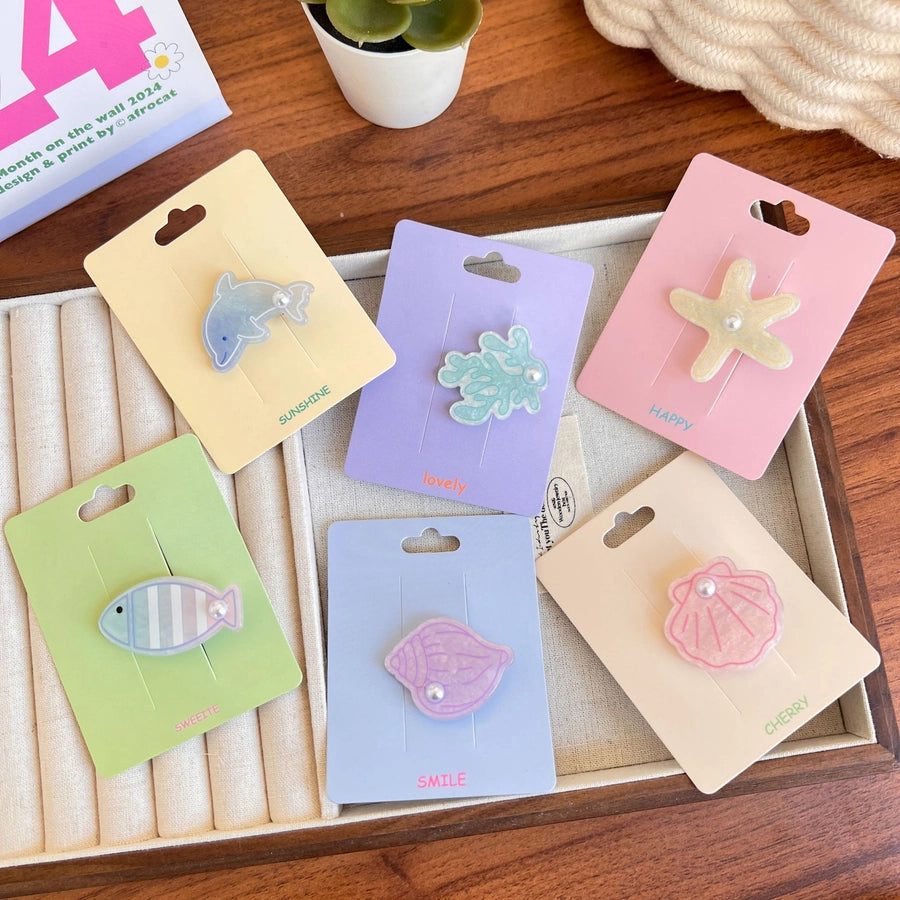 Women's Marine Style Starfish Fish Arylic Hair Clip