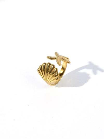 Jewelry Retro Starfish Heart Shape 304 Stainless Steel Plating Open Rings