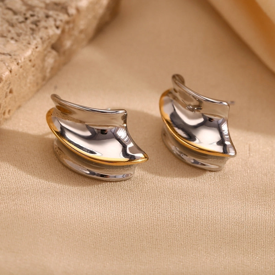 1 Pair Simple Style Geometric Mixed Metal 304 Stainless Steel 18K Gold Plated Ear Studs