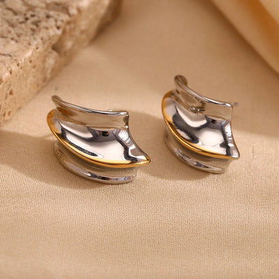 1 Pair Simple Style Geometric Mixed Metal 304 Stainless Steel 18K Gold Plated Ear Studs