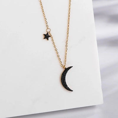 Jewelry Vintage Style Simple Style Star Moon 304 Stainless Steel Gold Plated Star Pendant Necklace