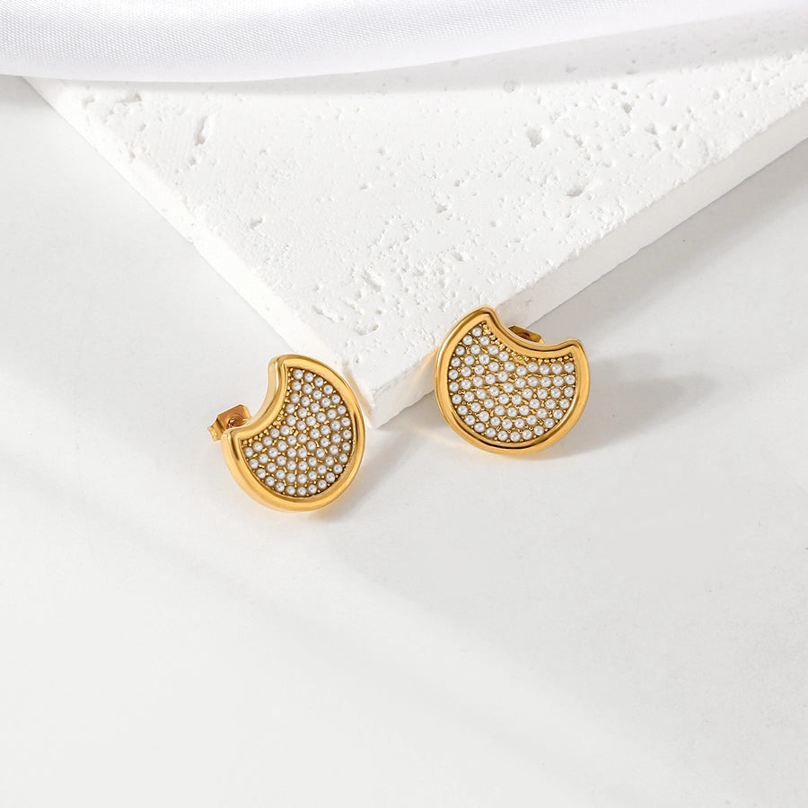 1 Pair Elegant Cute U Shape Geometric 304 Stainless Steel Artificial Pearls Earrings Ear Studs