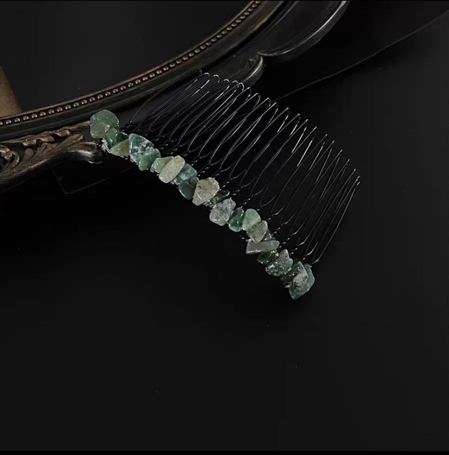 retro ethnic style geometric crystal handmade insert comb