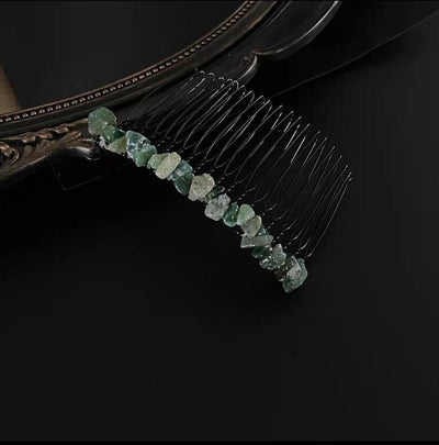 retro ethnic style geometric crystal handmade insert comb