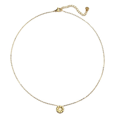 Jewelry Retro French Style Daisy Titanium Steel Natural Stone 14K Gold Plated Plating Inlay Pendant Necklace