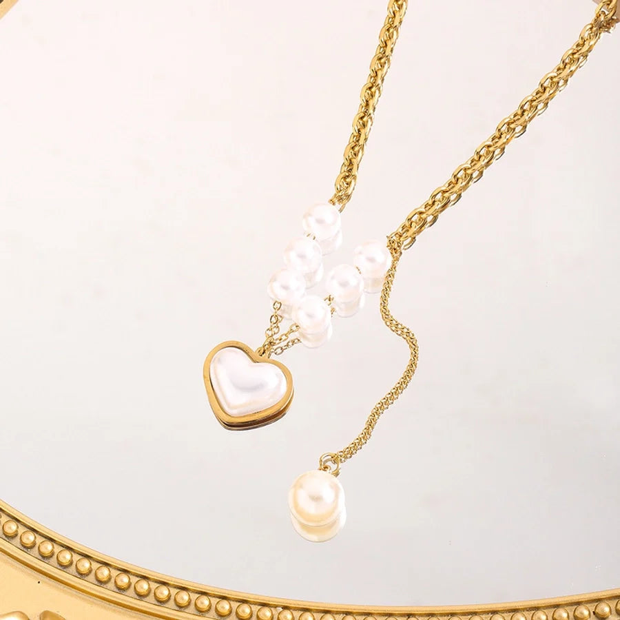 Jewelry Simple Style Classic Style Heart Shape Titanium Steel Bracelets Necklace