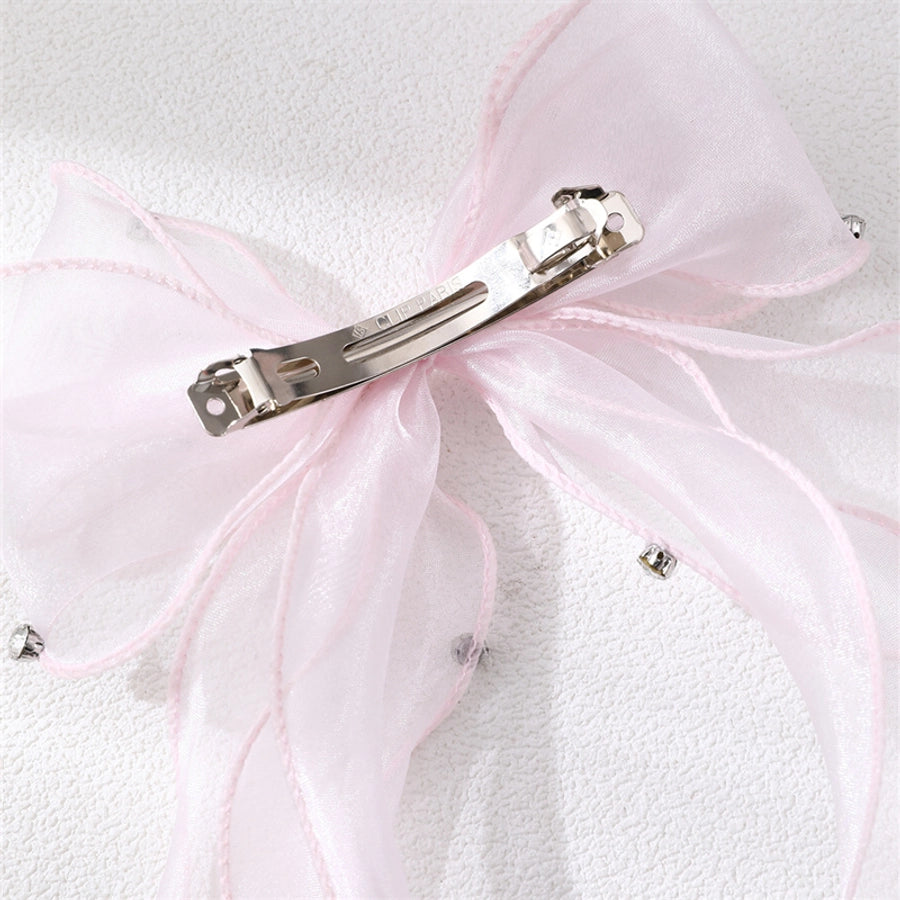 women's sweet solid color bow knot cloth hair clip