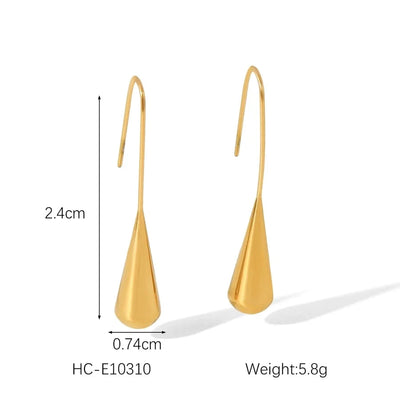 1 Pair IG Style Geometric Water Droplets Solid Color Plating 304 Stainless Steel 18K Gold Plated Drop Earrings