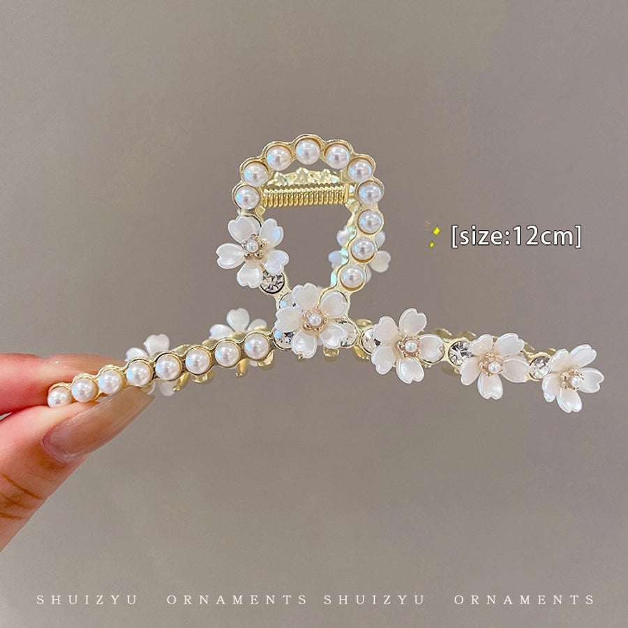 simple style solid color alloy resin hollow out hair claws