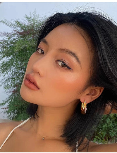 Autumn and Winter  pull style U-shaped geometric resin earrings Women's Light luxury high-end design earrings fashion earrings