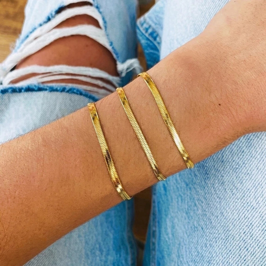 Elegant Simple Style Classic Style Chains Print 201 Stainless Steel Bracelets In Bulk