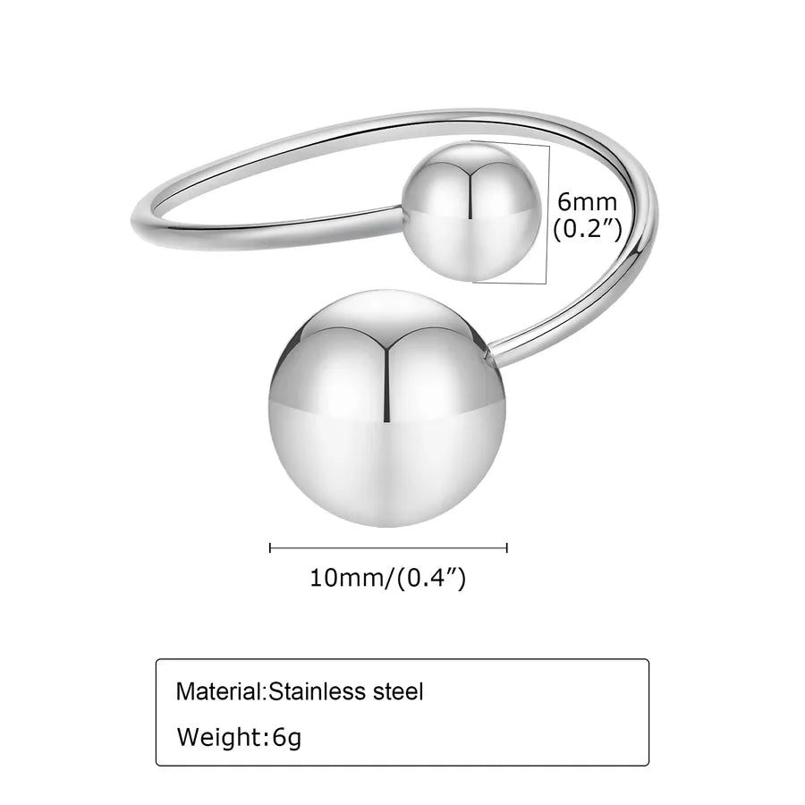 Wholesale Jewelry IG Style Color Block Ball Solid Color 304 Stainless Steel 18K Gold Plated Plating Adjustable Ring